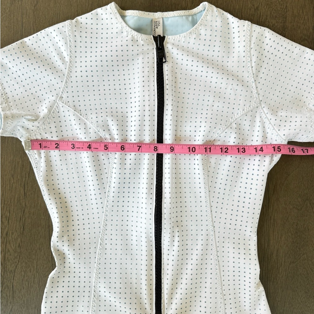 Lisa Marie Fernandez Farrah Maillot Perforated One Piece Blue White Sz 2 US 4-6 - Picture 10 of 15
